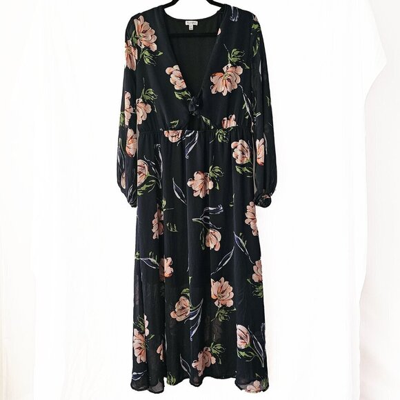 Navy  & Pink Flower Maxi Dress - Picture 1 of 5